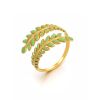 Women's Vintage Leaf Drip Oil Stainless Steel Ring Adjustable