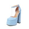Women's Pumps High Heels Platform Sandals Sexy Dress Party Wedding Shoes Women Square Toe High Heel Crystal Female Sandal