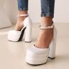 Women's Pumps High Heels Platform Sandals Sexy Dress Party Wedding Shoes Women Square Toe High Heel Crystal Female Sandal