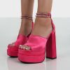 Women's Pumps High Heels Platform Sandals Sexy Dress Party Wedding Shoes Women Square Toe High Heel Crystal Female Sandal