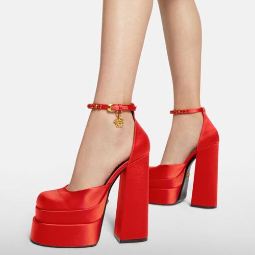 Women's Pumps High Heels Platform Sandals Sexy Dress Party Wedding Shoes Women Square Toe High Heel Crystal Female Sandal