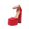Women's Pumps High Heels Platform Sandals Sexy Dress Party Wedding Shoes Women Square Toe High Heel Crystal Female Sandal