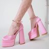 Women's Pumps High Heels Platform Sandals Sexy Dress Party Wedding Shoes Women Square Toe High Heel Crystal Female Sandal