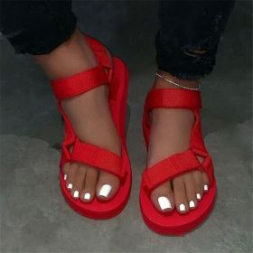 2022 New Women Summer Soft Slip Sandals Woman Buckle Strap Foam Sole Durable Sandals Ladies Outdoor Casual Beach Shoes (Color: Red, Shoe Size: 37)