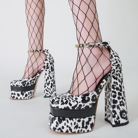 Women's Pumps High Heels Platform Sandals Sexy Dress Party Wedding Shoes Women Square Toe High Heel Crystal Female Sandal (Color: LD2, Shoe Size: 4)