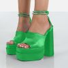 Women's Pumps High Heels Platform Sandals Sexy Dress Party Wedding Shoes Women Square Toe High Heel Crystal Female Sandal