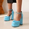 Women's Pumps High Heels Platform Sandals Sexy Dress Party Wedding Shoes Women Square Toe High Heel Crystal Female Sandal