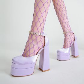Women's Pumps High Heels Platform Sandals Sexy Dress Party Wedding Shoes Women Square Toe High Heel Crystal Female Sandal (Color: PE2, Shoe Size: 5)