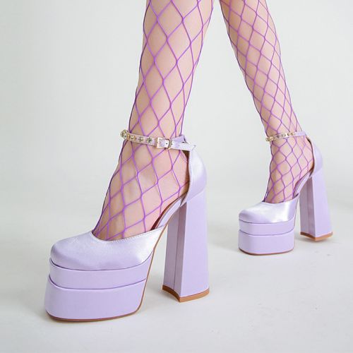 Women's Pumps High Heels Platform Sandals Sexy Dress Party Wedding Shoes Women Square Toe High Heel Crystal Female Sandal