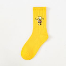 Cartoon SpongeBobs Women's Socks High Quality Fashion Men's Women Sock Printed Casual Hip-Hop Personality Adult Couple Stockings (Color: 611)