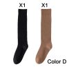 2 Pairs Women's Stocking Knee High Socks High Quality Warm 95% Cotton Solid Color New Fashion Casual Girls Long Socks For Women