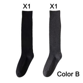 2 Pairs Women's Stocking Knee High Socks High Quality Warm 95% Cotton Solid Color New Fashion Casual Girls Long Socks For Women (Color: B)