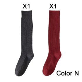 2 Pairs Women's Stocking Knee High Socks High Quality Warm 95% Cotton Solid Color New Fashion Casual Girls Long Socks For Women (Color: N)
