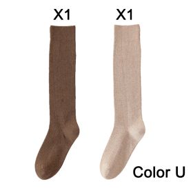 2 Pairs Women's Stocking Knee High Socks High Quality Warm 95% Cotton Solid Color New Fashion Casual Girls Long Socks For Women (Color: U)