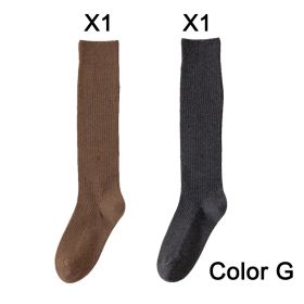 2 Pairs Women's Stocking Knee High Socks High Quality Warm 95% Cotton Solid Color New Fashion Casual Girls Long Socks For Women (Color: G)