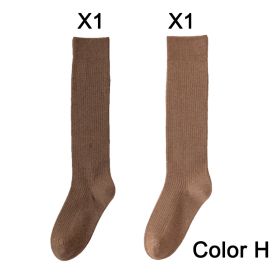 2 Pairs Women's Stocking Knee High Socks High Quality Warm 95% Cotton Solid Color New Fashion Casual Girls Long Socks For Women (Color: H)