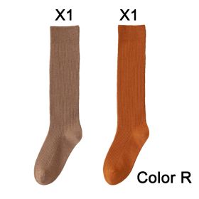 2 Pairs Women's Stocking Knee High Socks High Quality Warm 95% Cotton Solid Color New Fashion Casual Girls Long Socks For Women (Color: R)