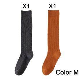 2 Pairs Women's Stocking Knee High Socks High Quality Warm 95% Cotton Solid Color New Fashion Casual Girls Long Socks For Women (Color: M)