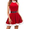 Women's Halter Neck Mini Dress Sexy Christmas Dress