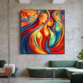 Hand Painted Oil Painting Abstract Sexy Woman Oil Painting on Canvas Large Wall Art Original Minimalist Beautiful Girl Portrait Art Custom Modern Livi (STYLE: 1, size: 120x120cm)