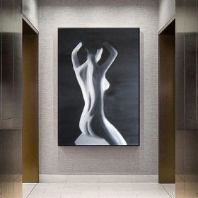 Handpainted large Sexy Naked Back Wall Art Sexy Girl woman Modern Abstract Nude Oil Painting on Canvas Home Entryway Living Room Bedroom Luxurious Dec (STYLE: 3, size: 90X120cm)
