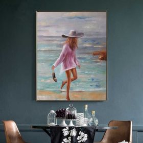 Hand Painted Oil Painting Sexy Girl Beach Oil Painting Seaside Oil painting Beach Oil Painting Artwork Slim Sexy Girl Beach Holiday Painting Nudeart G (STYLE: 1, size: 100X150cm)