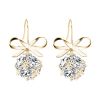 Womens Bow with Zircon Square Flash Diamond Ball Hook Earrings Fashion Earrings