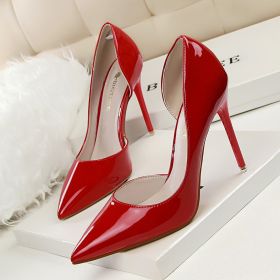 Women Pumps; Simple fashion high heels; stilettos; sexy patent pointed shoes; hollow slim high heels. (Color: White, size: 37)