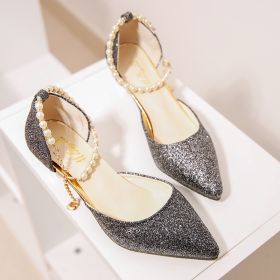Women's Pumps; Trend Pointed Toe Wedding Bride High Heels Shoes Female Party Mules Elegant Women Pumps Designer Shoes Sexy Dress Shoes (Color: gold 6cm, Shoe Size: 38)