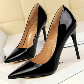 Women Pumps Patent Leather High Heels Shoes Women Basic Pump Wedding Shoes Female Stiletto Women Heel Plus Size 43 (Color: 9511-A7-black7.5cm, Shoe Size: 35)