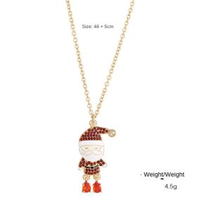 Kenjie's original design of Santa Claus oil dripping diamond pendant suit Women's European and American cross-border ins party necklace (colour: DNXN03757)