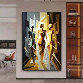 Handmade Oil Painting Woman Abstract Painting On Canvas Line Art Colorful Modern Wall Art Acrylic Painting Art Figure Painting For Home Decor (STYLE: 1, size: 120x160cm)