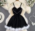 Women's Winter Furry Sexy Short Mini Christmas Dress