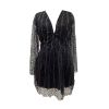 Women's V Neck Glitter Sequin Prom Dresses Sparkle Long Sleeve Short Skirt Evening Sexy Party Gowns Dinner