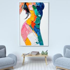 Original Colorful Woman Texture Canvas Oil Painting Abstract Model Girl Painting Large Portrait Female Body Wall Art Living Room Home Decor (STYLE: 1, size: 140x210cm)