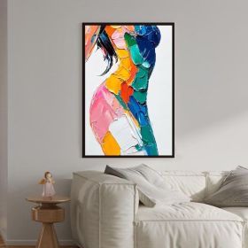 Original Colorful Woman Texture Canvas Oil Painting Abstract Model Girl Painting Large Portrait Female Body Wall Art Living Room Home Decor (STYLE: 1, size: 60X90cm)