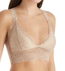 Lace V-Neck Bralette (Color: Nude, size: large)