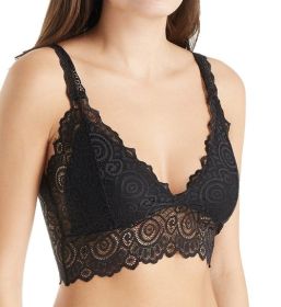 Lace V-Neck Bralette (Color: Black, size: XL)
