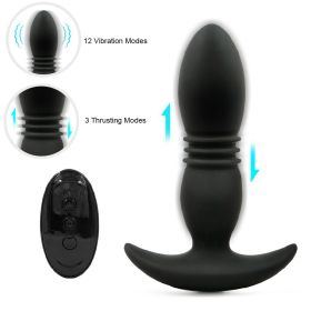 Anal Bead 10 Modes Adult Sex toys with Remote Control -Anal Stimulator Vibrating Anus Plug for Men;  Women and Couples Butt Plug;  Soft Silicone Anal (Color: Black)