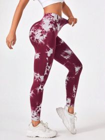 Tie Dye Workout Seamless Leggings For Women High Waist Gym Leggings Yoga Pants, Seamless Leggings For Women High Waist Yoga Pants, Scrunch Butt Liftin (Color: Red, size: S)