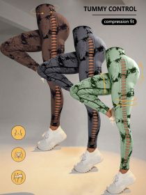 3 Pack Women's Tie-Dye Cutout Yoga Pants High-Waisted Leggings Women's Tie-Dye Leggings,, Leggings Women High Waisted Seamless Workout Leggings Gym Bo (Color: 3PACK4, size: M)