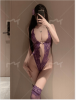 Yiyue sexy lingerie purple jumpsuit women pure desire sexy lace seduction plus size uniform no take off pajamas 1013