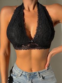 Neck-hanging sexy bra, lace lingerie, sexy underwear (size: M)