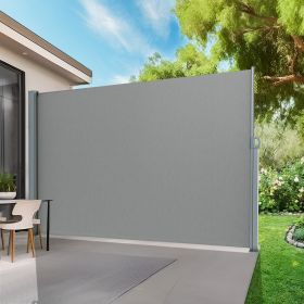 Retractable Side Awning - Folding Patio Privacy Screen | Waterproof & UV-Resistant Outdoor Shade Divider for Patio, Garden, Balcony & Commercial Use (Color: light grey, size: 71X138)