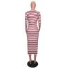 Sexy striped midi bodycon dress Women autumn winter female
