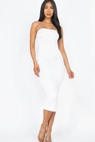 BANDEAU STRAPLESS DRESS (Color: Medium, size: White)