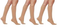 3 Pairs Women's Massage Nylon Sheer Knee High Stockings with Reinforced Toe