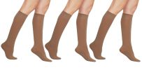 3 Pairs Women's Massage Nylon Sheer Knee High Stockings with Reinforced Toe