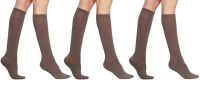 3 Pairs Women's Massage Nylon Sheer Knee High Stockings with Reinforced Toe