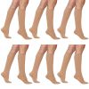 6 Pairs Women's Sheer Knee-High Massage Socks with Reinforced Toe and Stay-Up Band